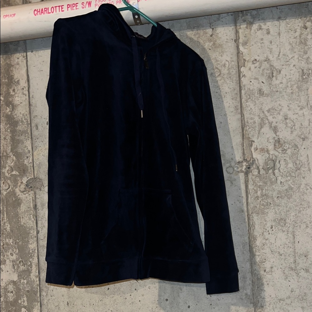 Gloria Vanderbilt Navy Velvet Zip Hoodie Track set